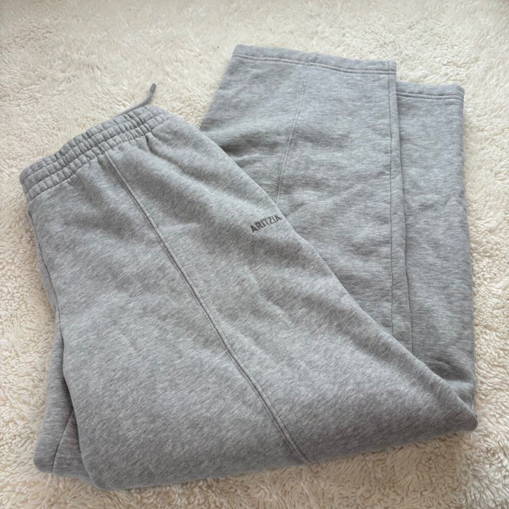 Aritzia Womens Gray Fleece Sweatpants Casual Cozy Loungewear L Preppy College